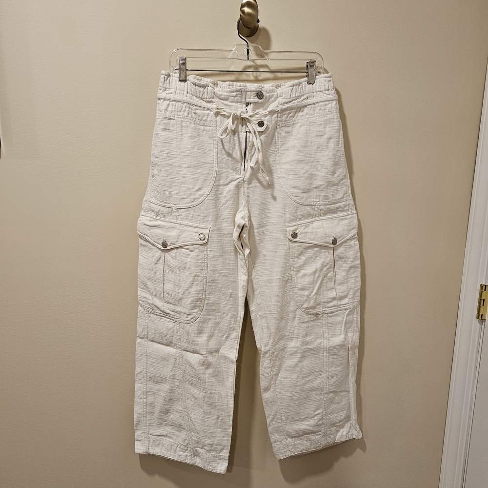 We The Free; Free People; Park Ave Pull-On Cargo Pants; Size Large; Ivory; EUC - Picture 4 of 11